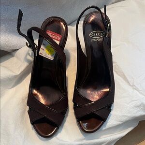 Joan & David Brown Peep-Toe Heels